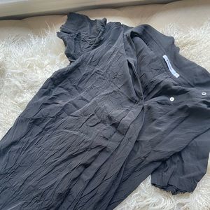 T by Alexander Wang Black Silk Shirt Dress